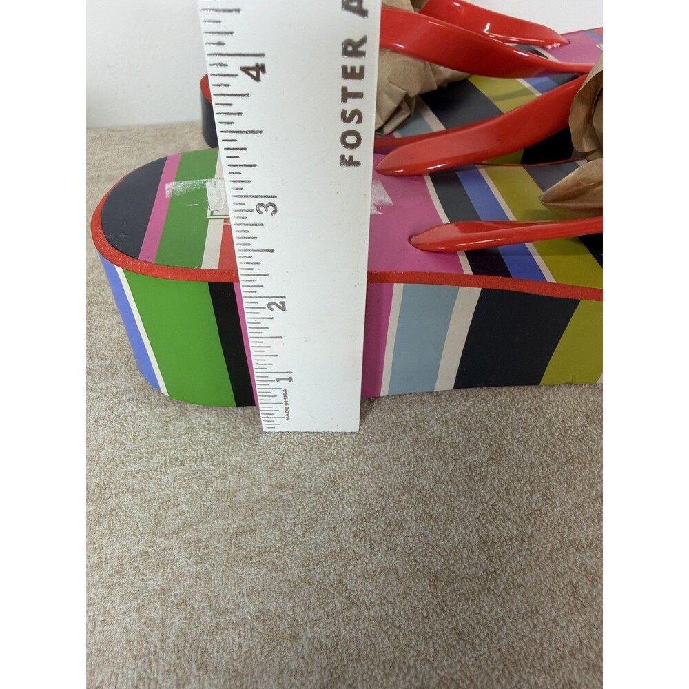 Kate Spade New York Rhett Wedge Sandals Rubber Thong Flip Flops 10 M Stripes - Picture 5 of 13